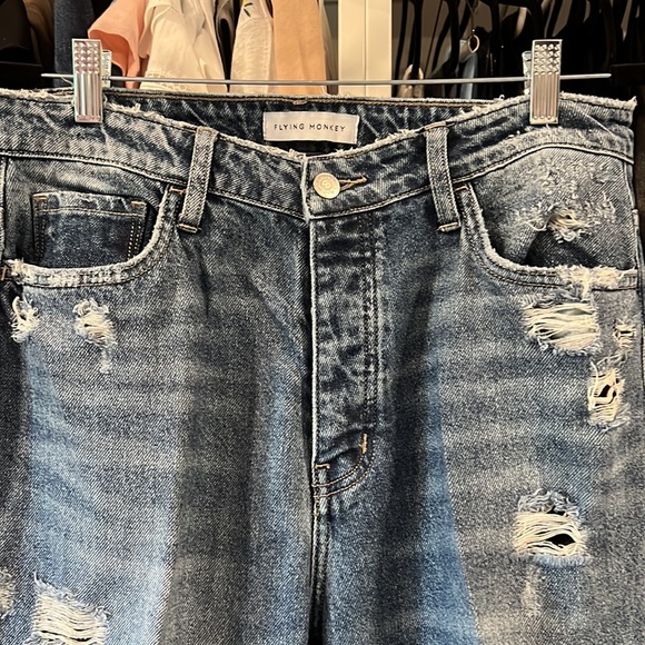 Flying Monkey 30 button fly distressed boyfriend jeans. Excellent condition - Picture 2 of 6